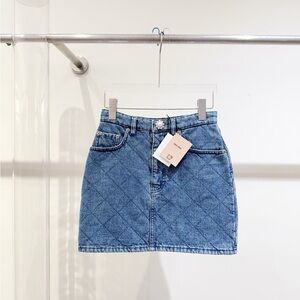 Authentic Miu Miu Quilted Blue Mini Skirt